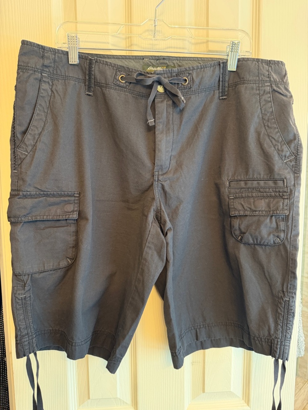 Eddie Bauer Gray Drawstring Cargo Bermuda Shorts